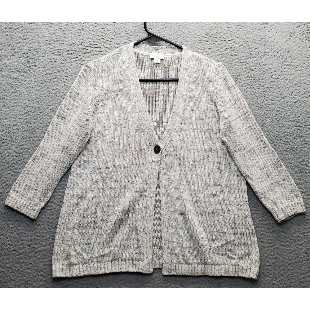 J. Jill Cardigan Womens Petite Small Multi Raglan Sleeve V-Neck One Button Front